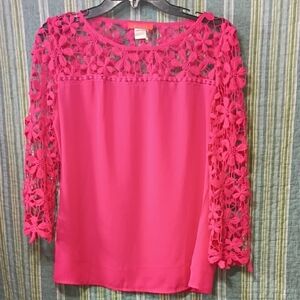 Banjul Vibrant Pink Lace Blouse